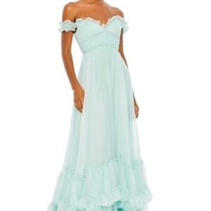Elegant Off-Shoulder Light Blue Gown